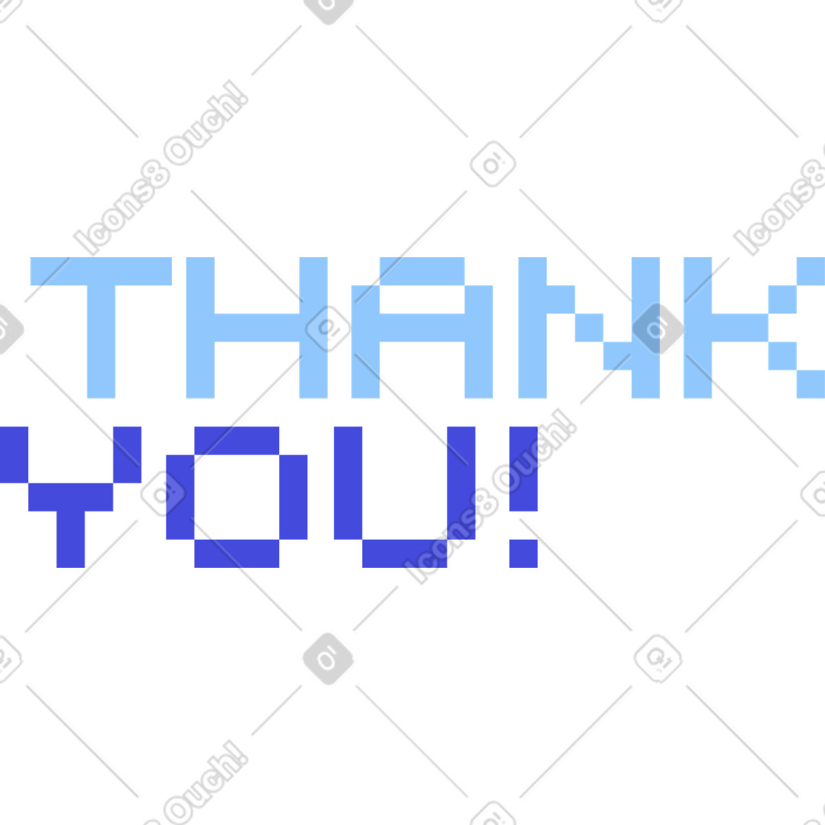 Lettering thank you! text illustration in 8bit style download in PNG, SVG