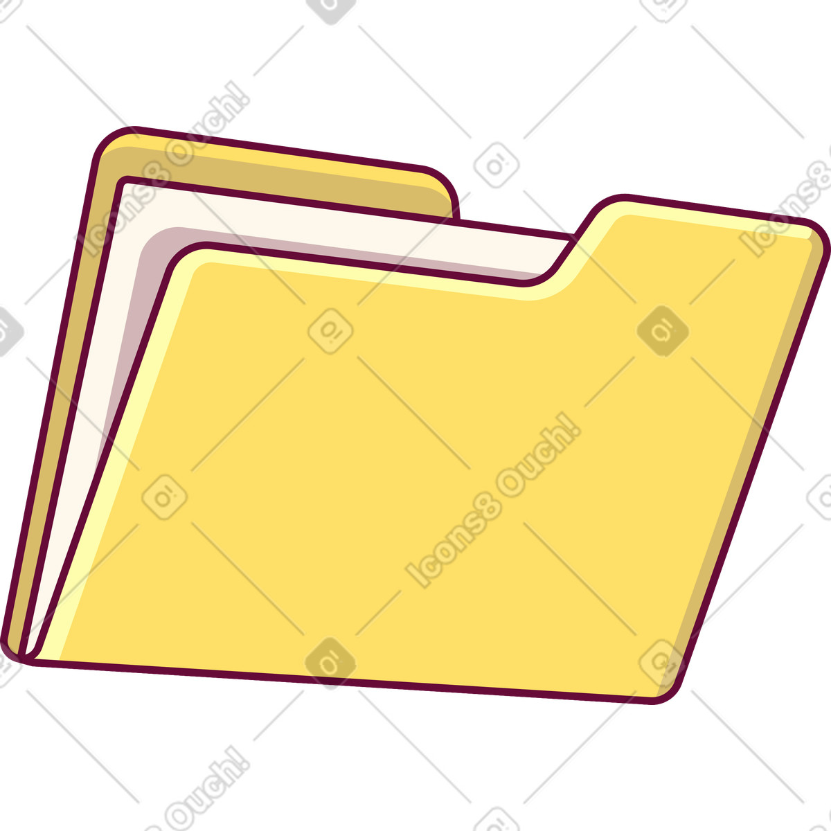 Handy 스타일의 Yellow folder with documents 일러스트레이션 PNG, SVG 다운로드