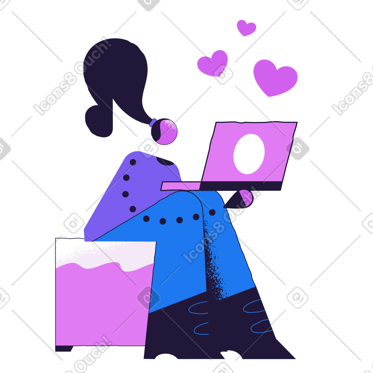 Amore virtuale illustrazione in stile Conifer scarica in PNG, SVG