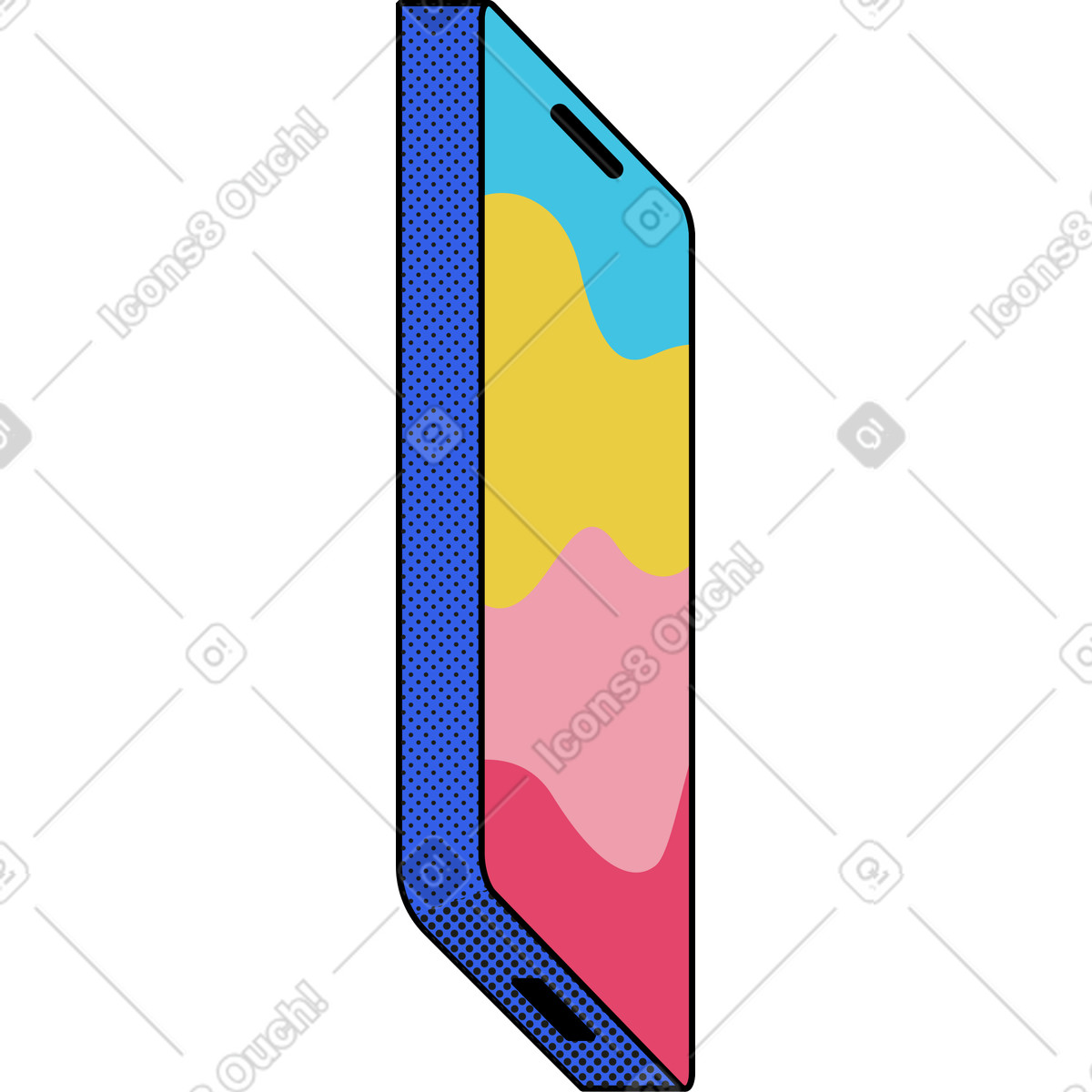 Telefonperspektive-Illustration im Memphis-Stil als Download in PNG, SVG