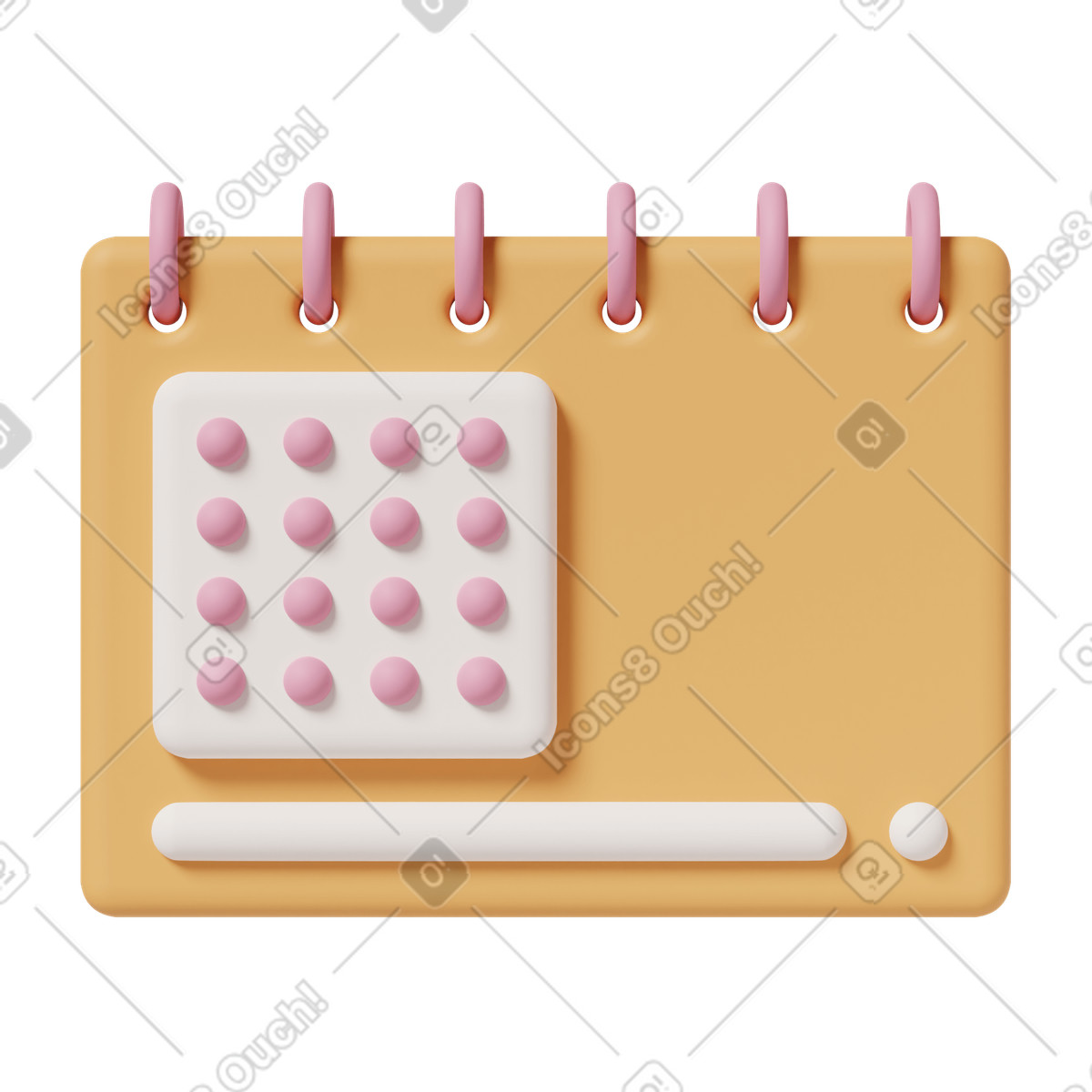 3D Casual life スタイルの Orange calendar のイラストをPNG、SVG形式でダウンロード