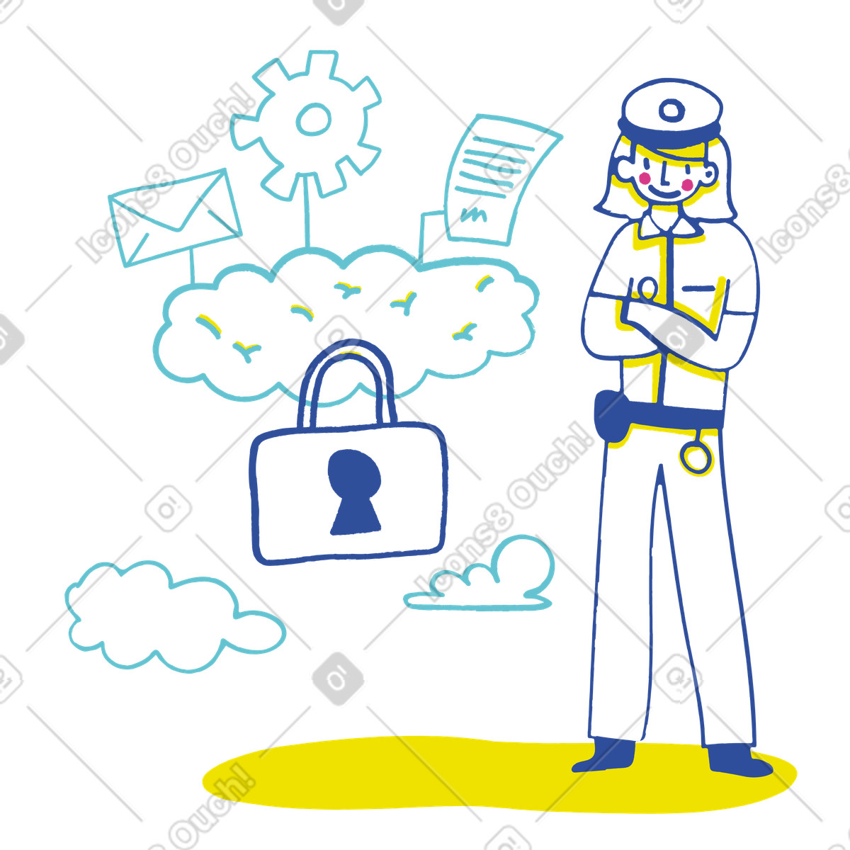 SaaS information protection illustration in Lime style download in PNG, SVG