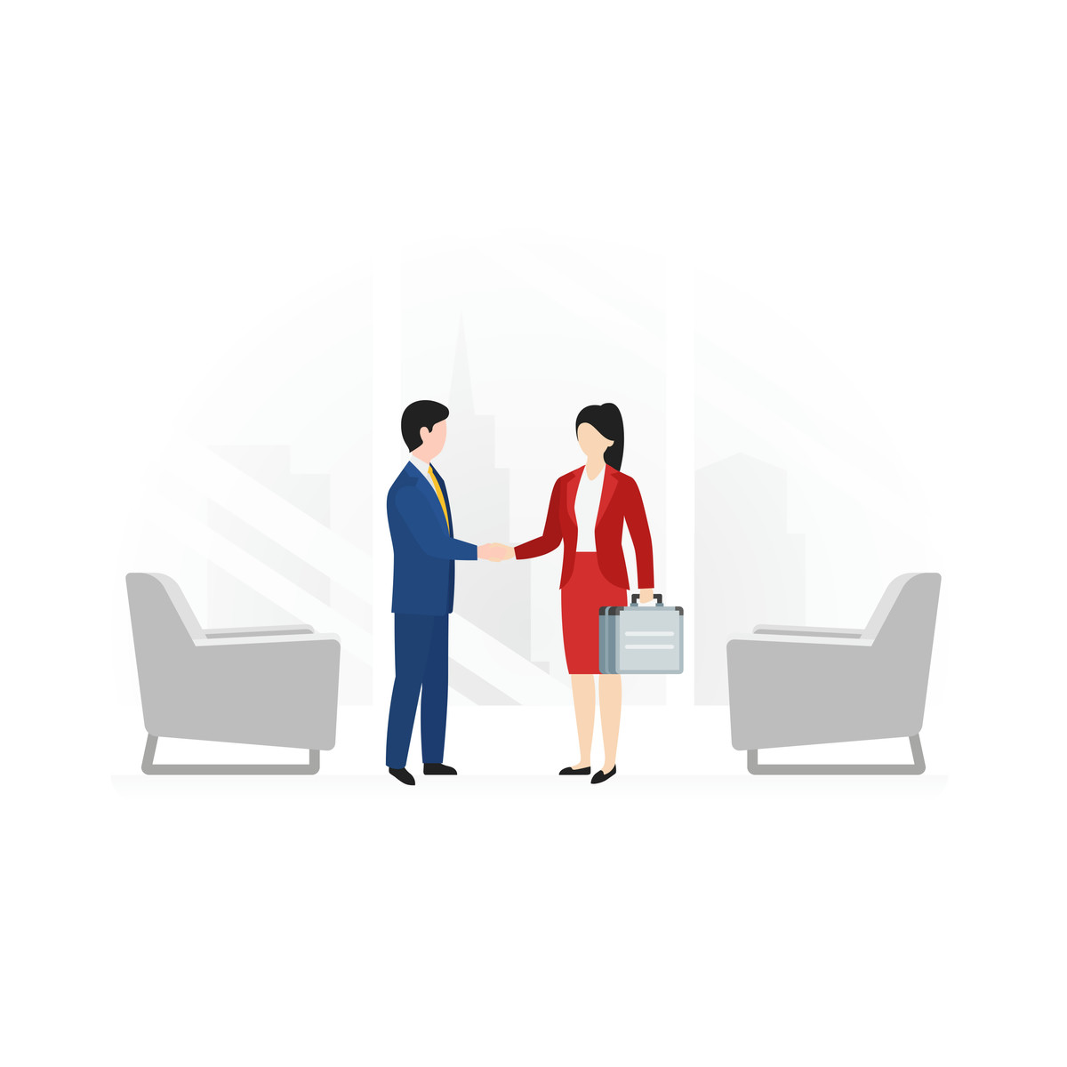 Business people shaking hands to close a deal illustrazione in stile Fogg scarica in PNG, SVG