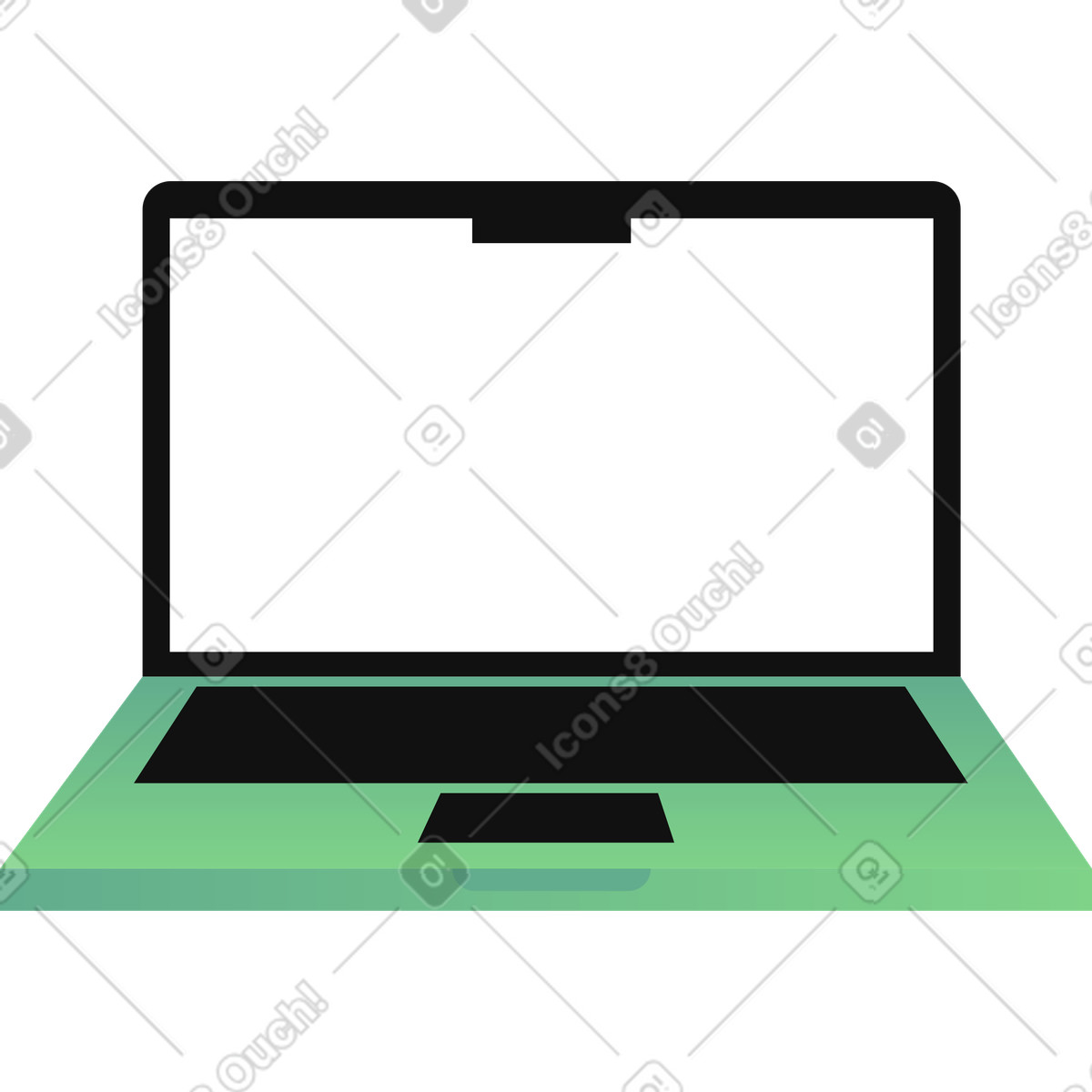 Open laptop illustration in PNG, SVG