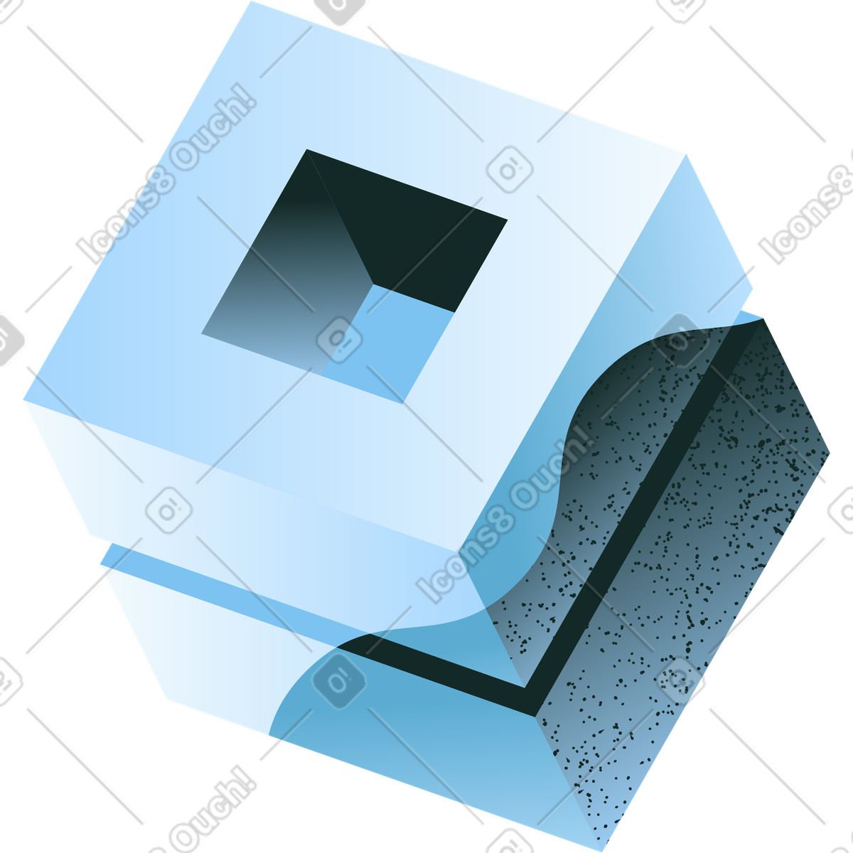Blue cpu computer cube illustration in Concept style download in PNG, SVG
