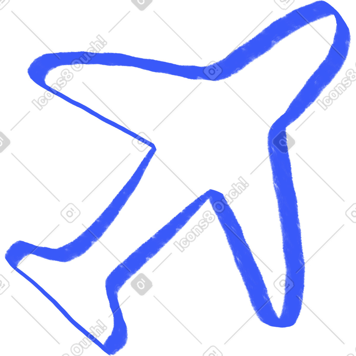 Blue line plane illustrazione in stile Quirky scarica in PNG, SVG