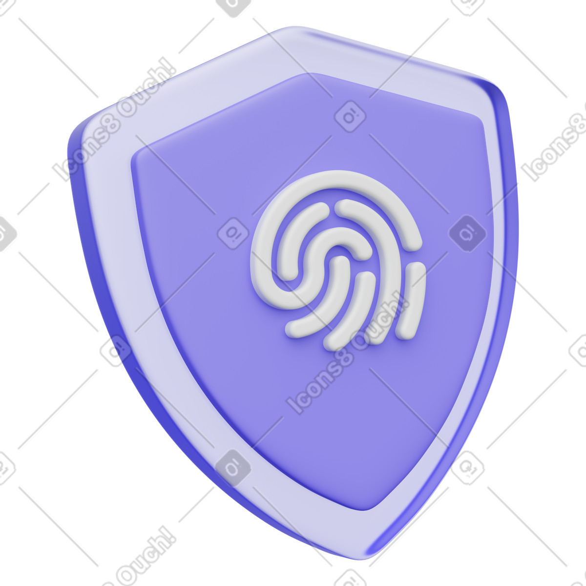 3D Playful 스타일의 Fingerprint shield icon, biometric login security 일러스트레이션 PNG, SVG 다운로드
