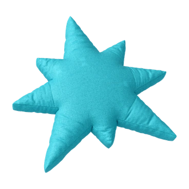 A star-shaped turquoise plush pillow - 3D Plush icons style illustration
