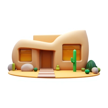 A contemporary desert home designed to blend seamlessly with the sandy landscape