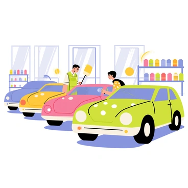 A paint shop where Easter egg designs are applied to cars