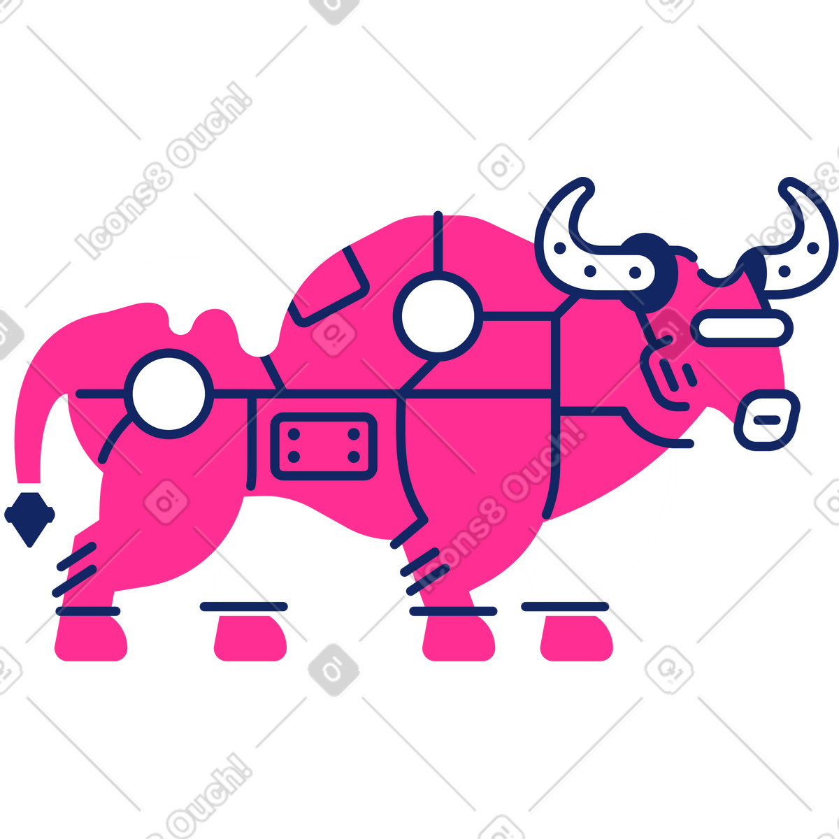 Toro nella neve illustrazione in stile Cyborg scarica in PNG, SVG