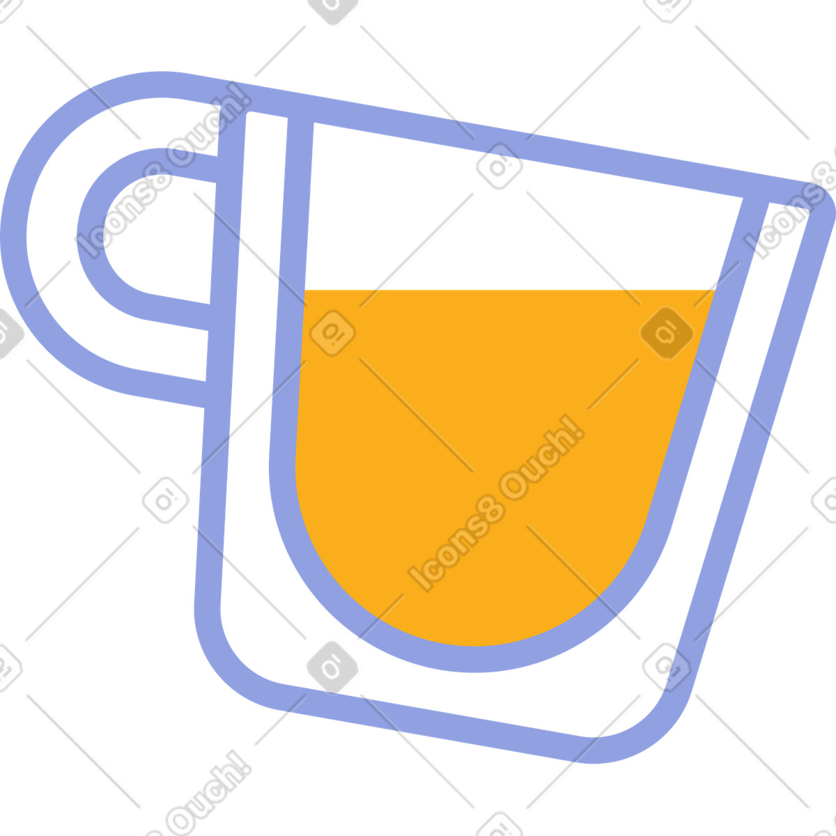 Juicy スタイルの オレンジ色の飲み物が入ったカップ のアニメーションイラストをGIF、Lottie (JSON)、AEでダウンロード