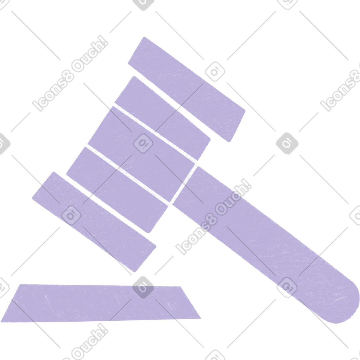 Purple hammer for auction illustration in Tutti style download in PNG, SVG