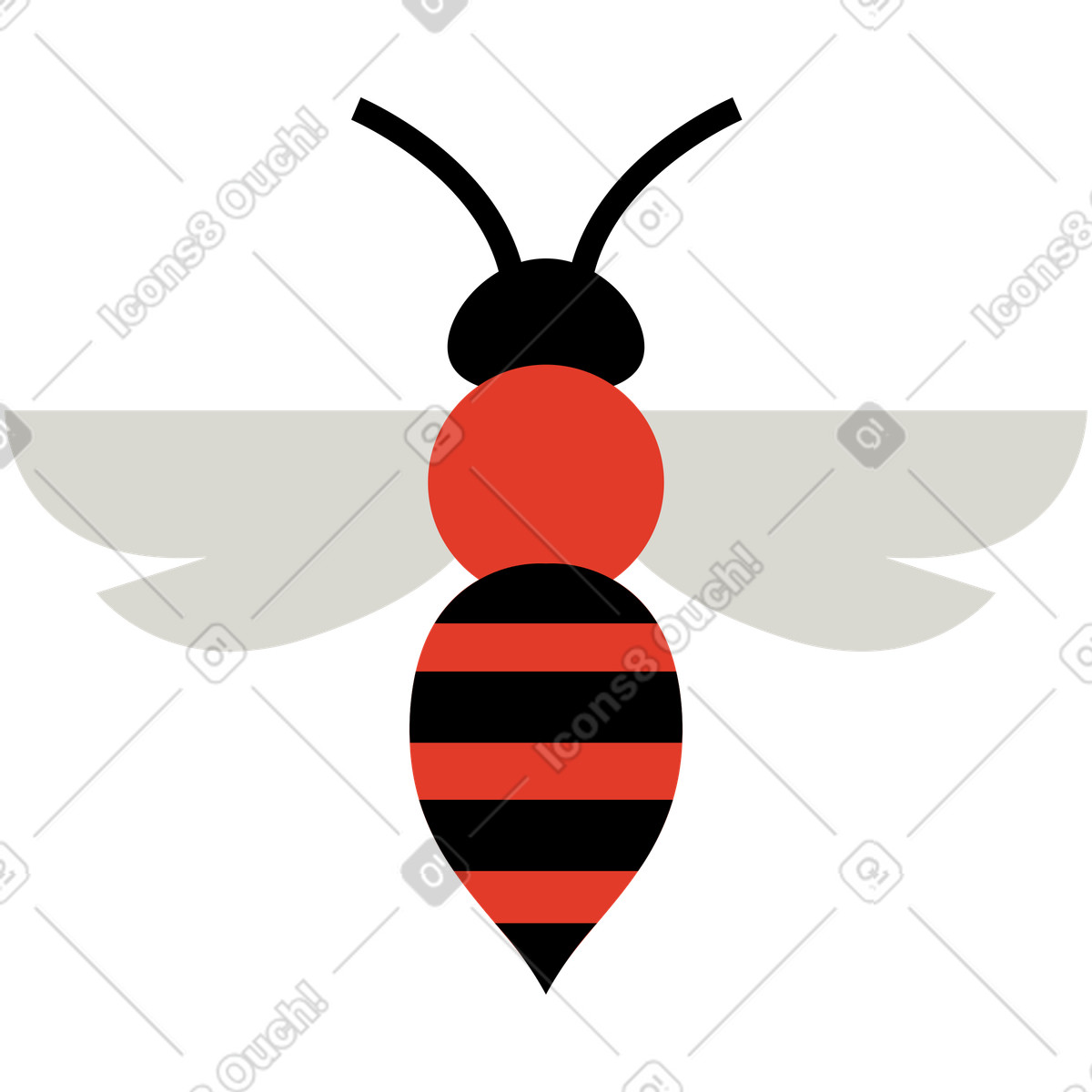 Bee illustration in Burgundy style download in PNG, SVG