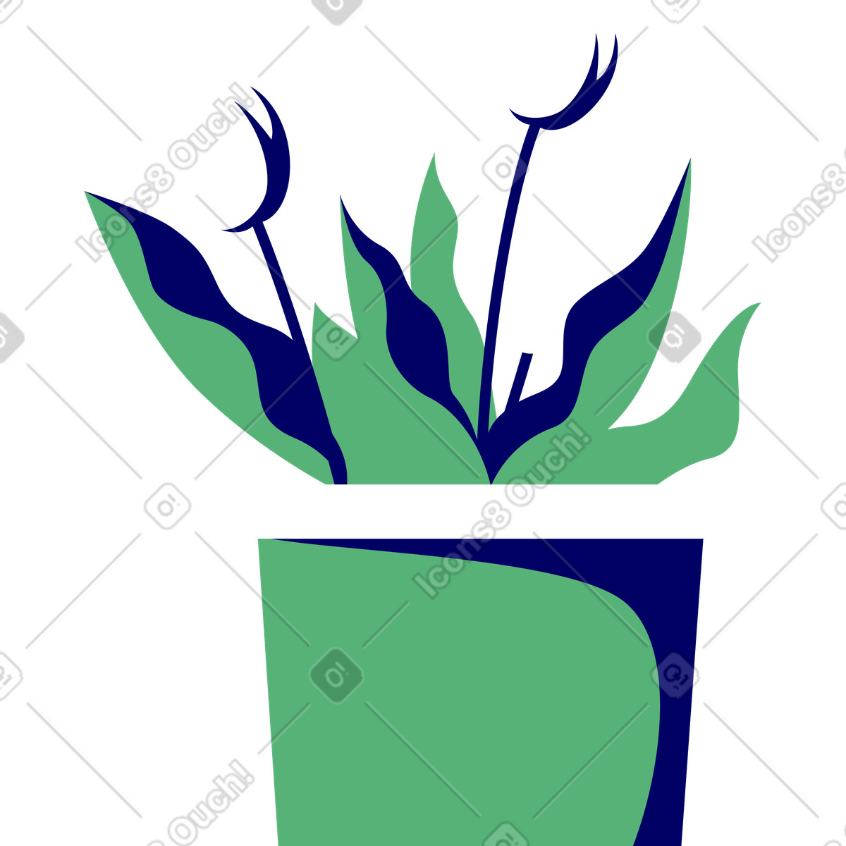 Lounge スタイルの 鉢植えの花 のイラストをPNG、SVG形式でダウンロード
