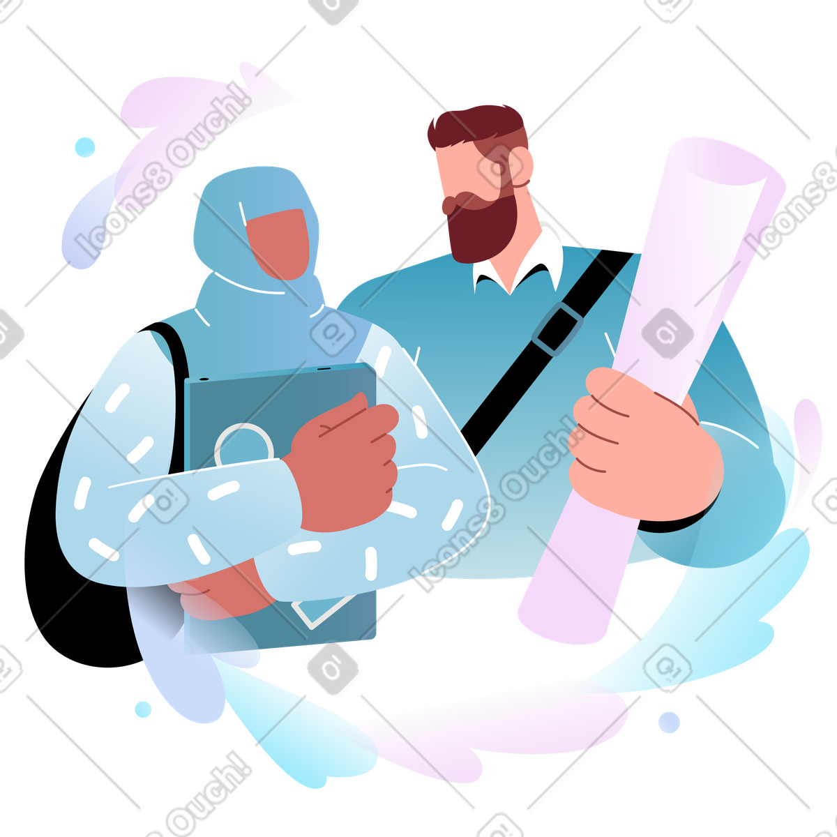 Illustration Les élèves en route pour cours dans le style Airy à télécharger aux formats PNG, SVG