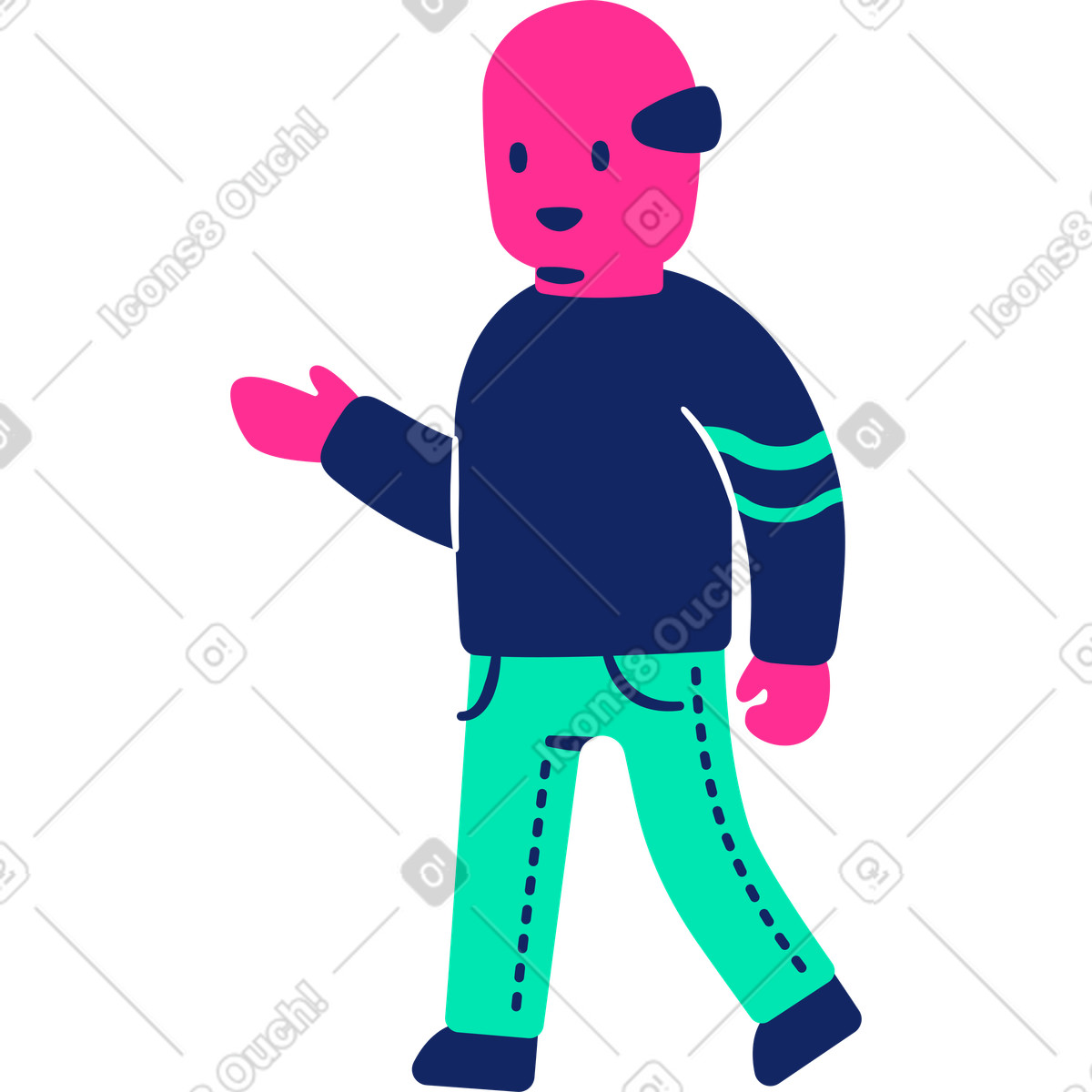 Ilustración Hombre caminando en estilo Cyborg a descargar en PNG y SVG