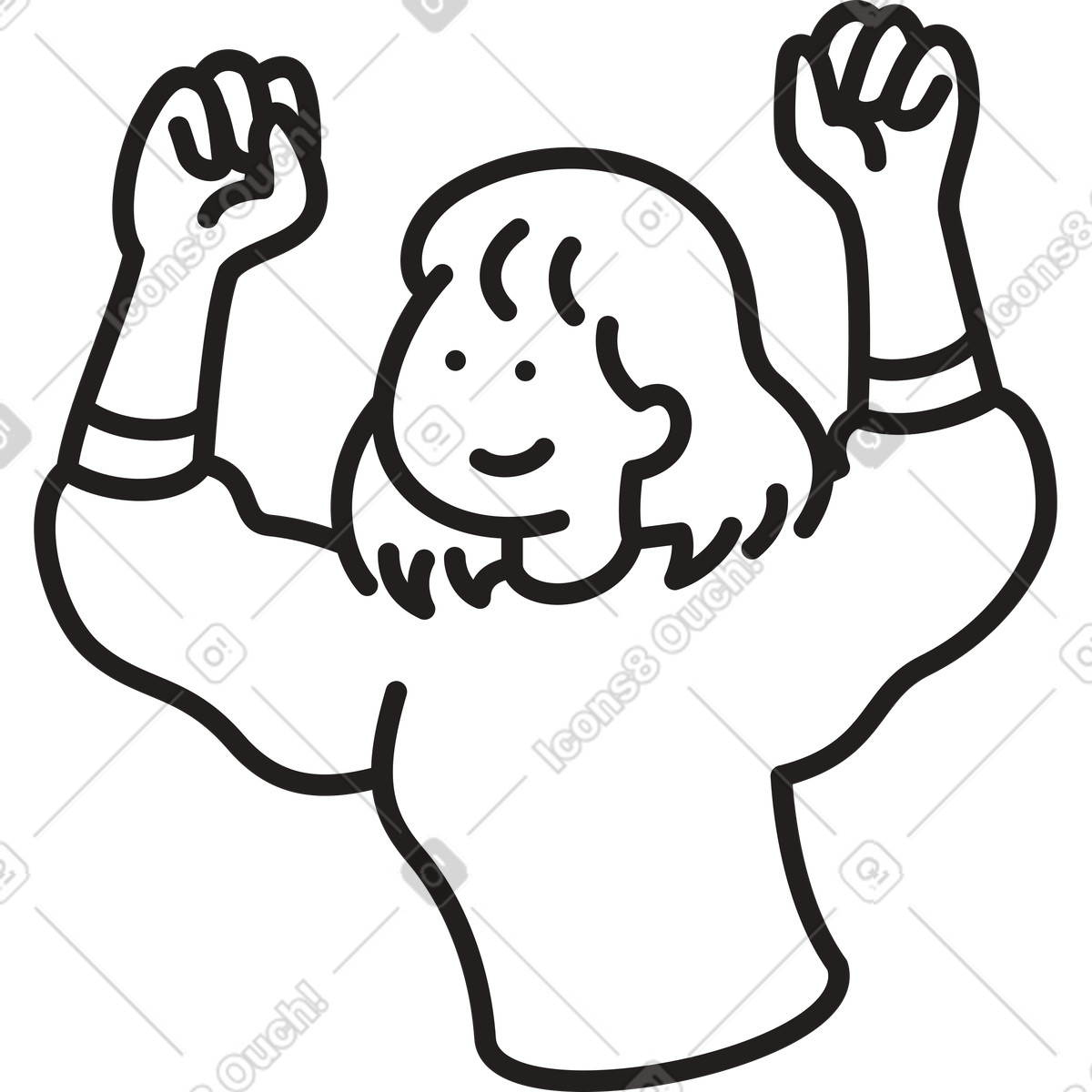 Illustration Femme heureuse avec les mains levées dans le style Little à télécharger aux formats PNG, SVG