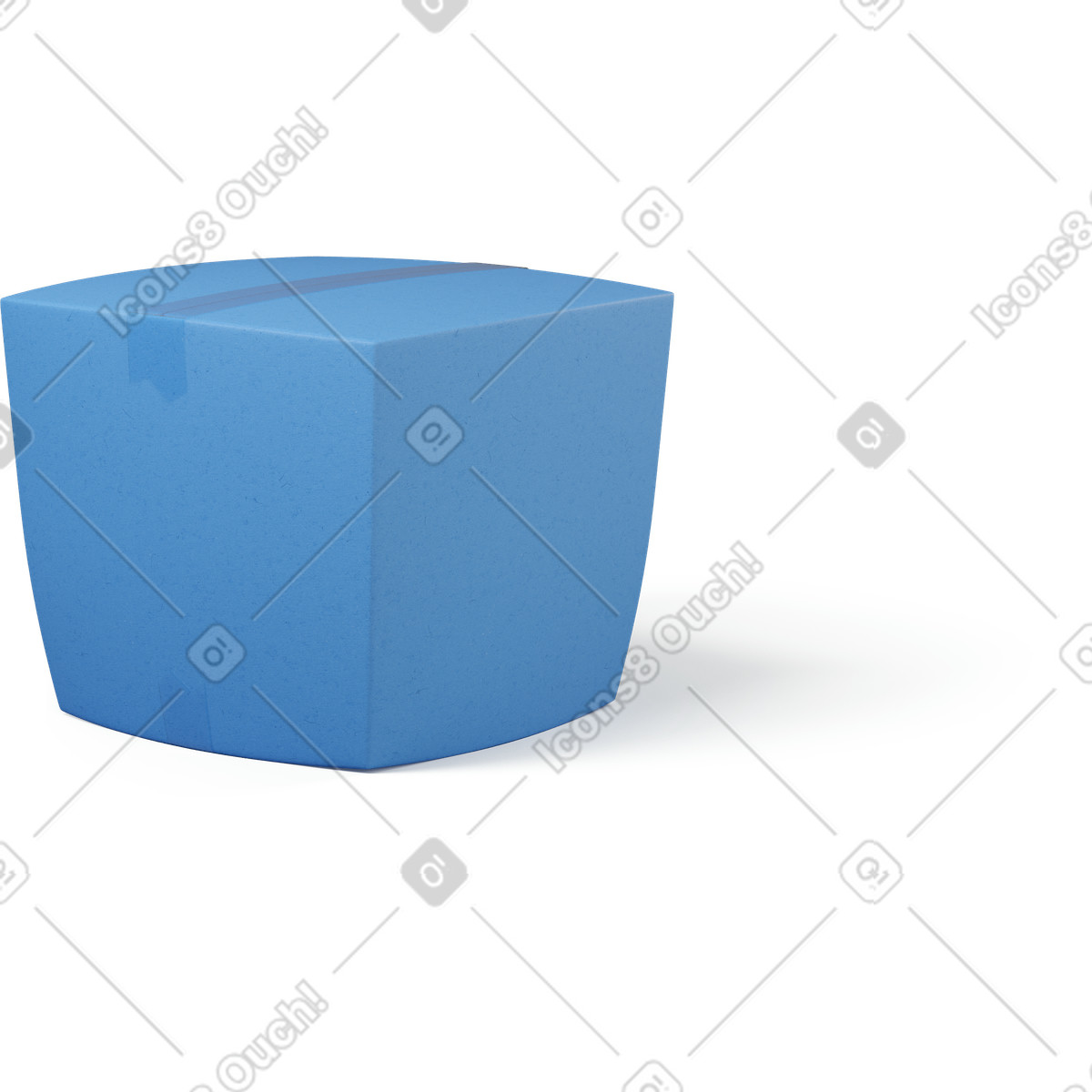 Ilustración Vista de tres cuartos una caja cerrada azul en estilo 3D Buddy a descargar en PNG y SVG