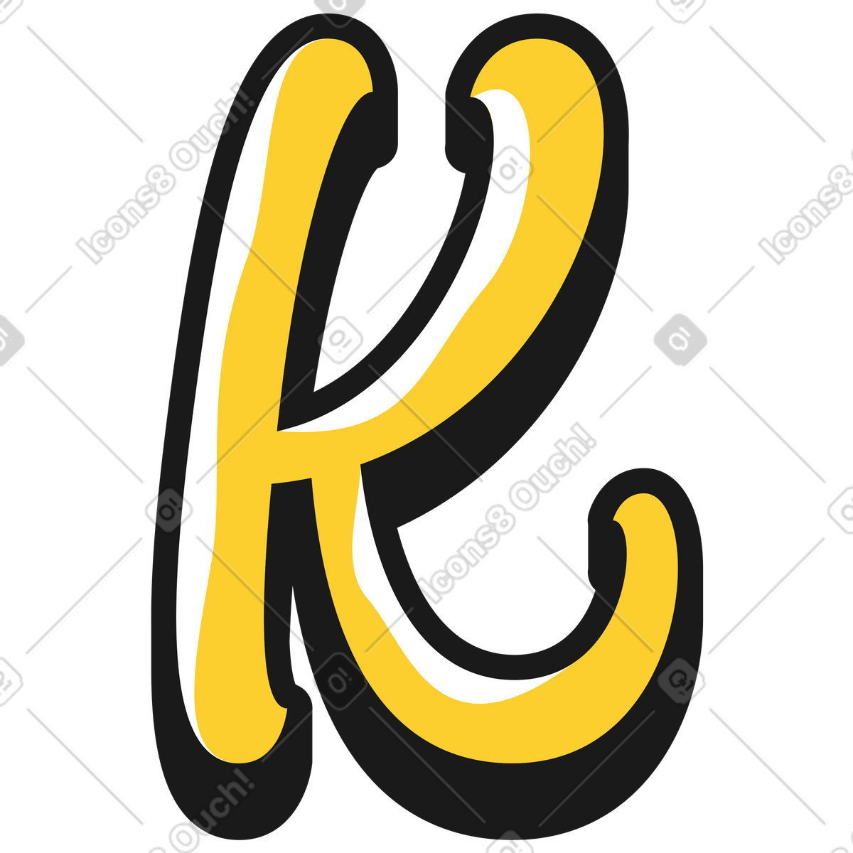 Lettera maiuscola k illustrazione in stile Taxi scarica in PNG, SVG