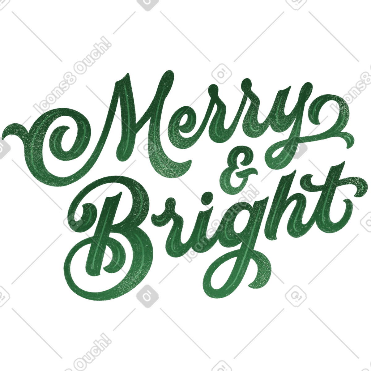 Green lettering merry & bright illustration in style download in PNG, SVG