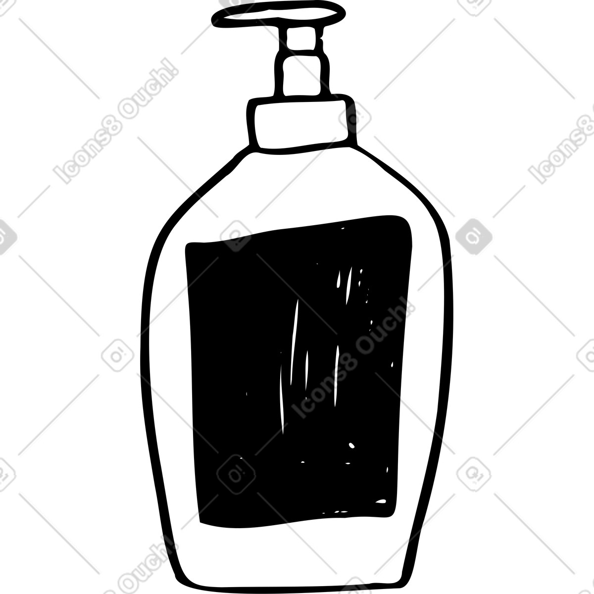 Hand soap with dispenser illustration in Marks style download in PNG, SVG
