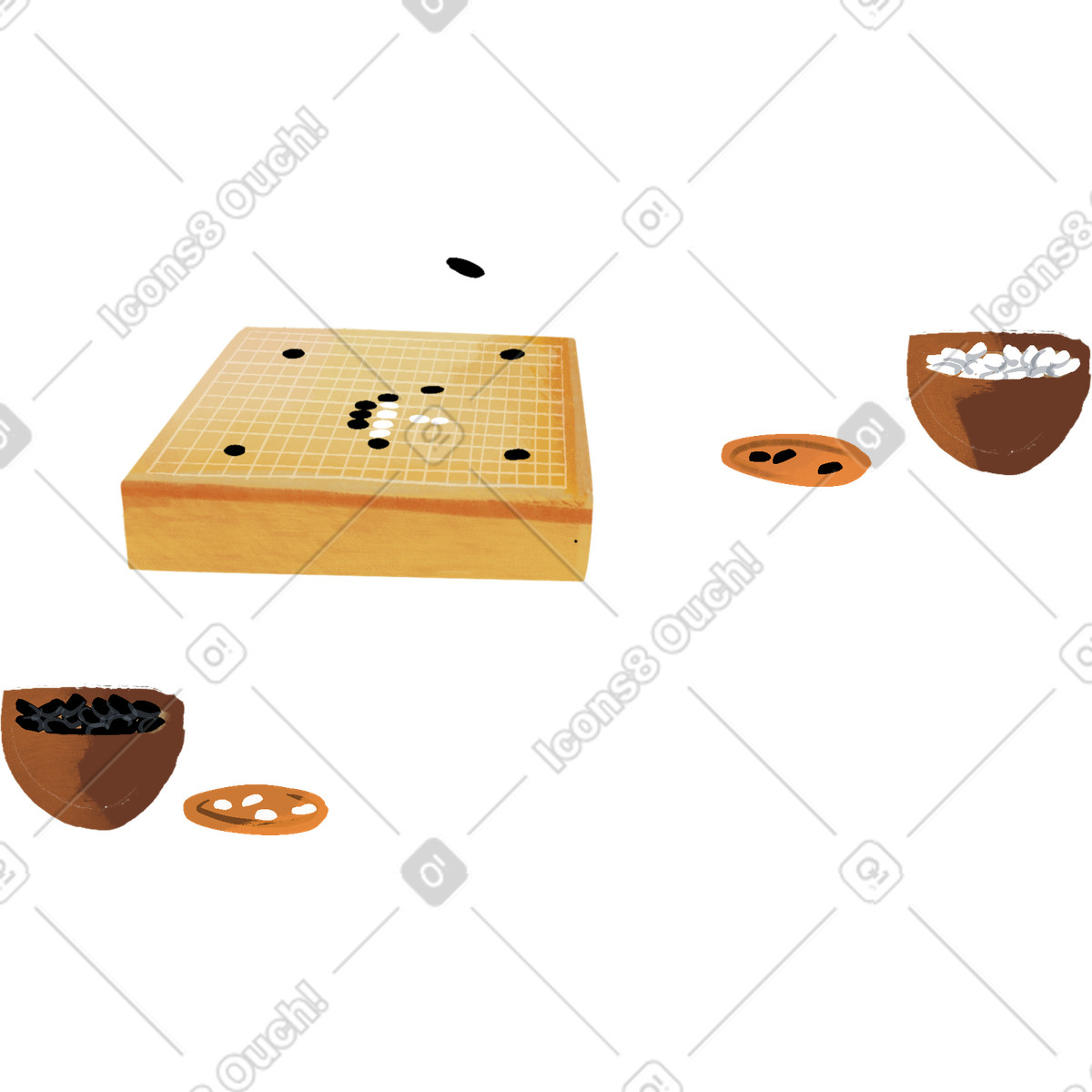 Go board game-Illustration im Ikigai-Stil als Download in PNG, SVG