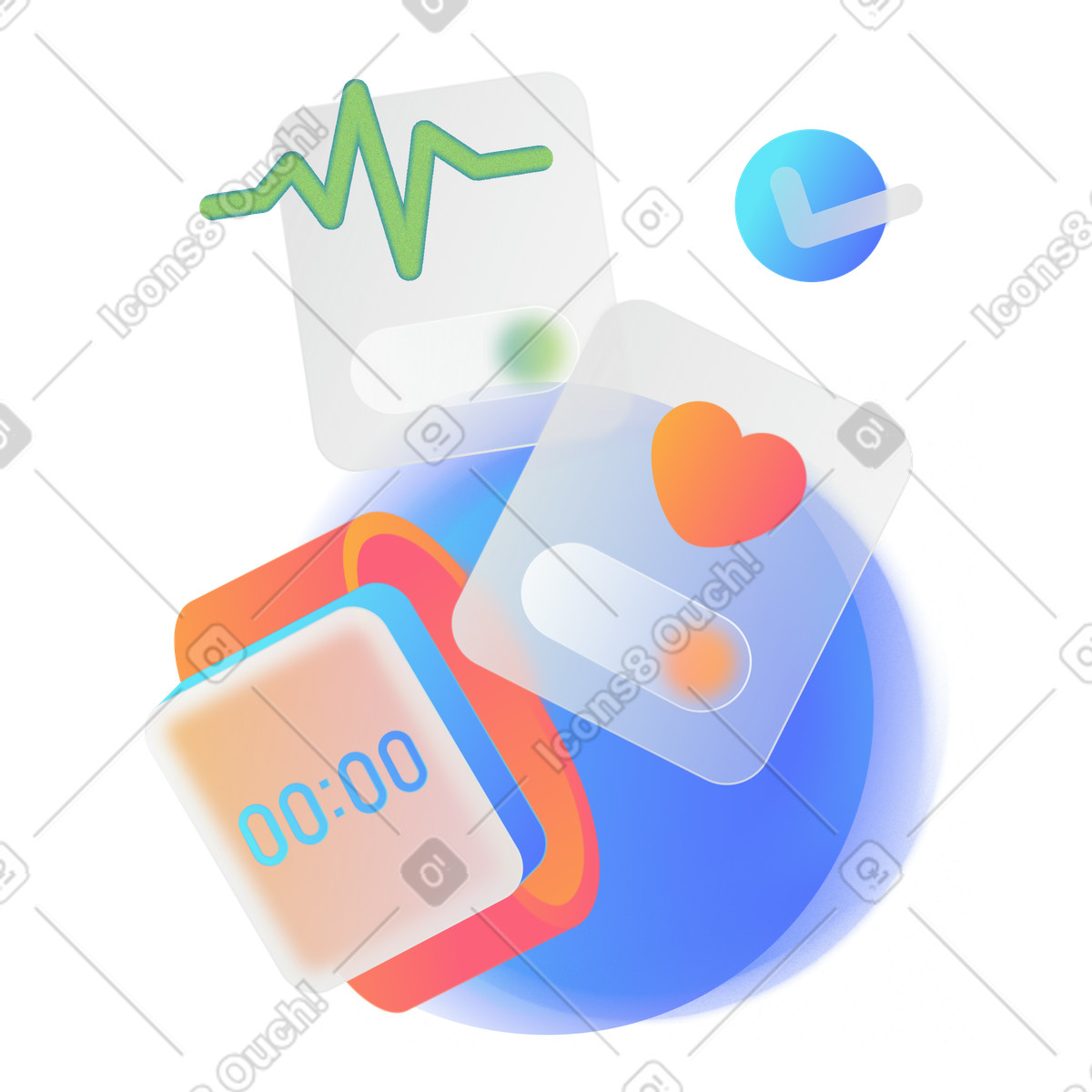 Illustration Montre intelligente avec infographie de fitness dans le style Morphis à télécharger aux formats PNG, SVG