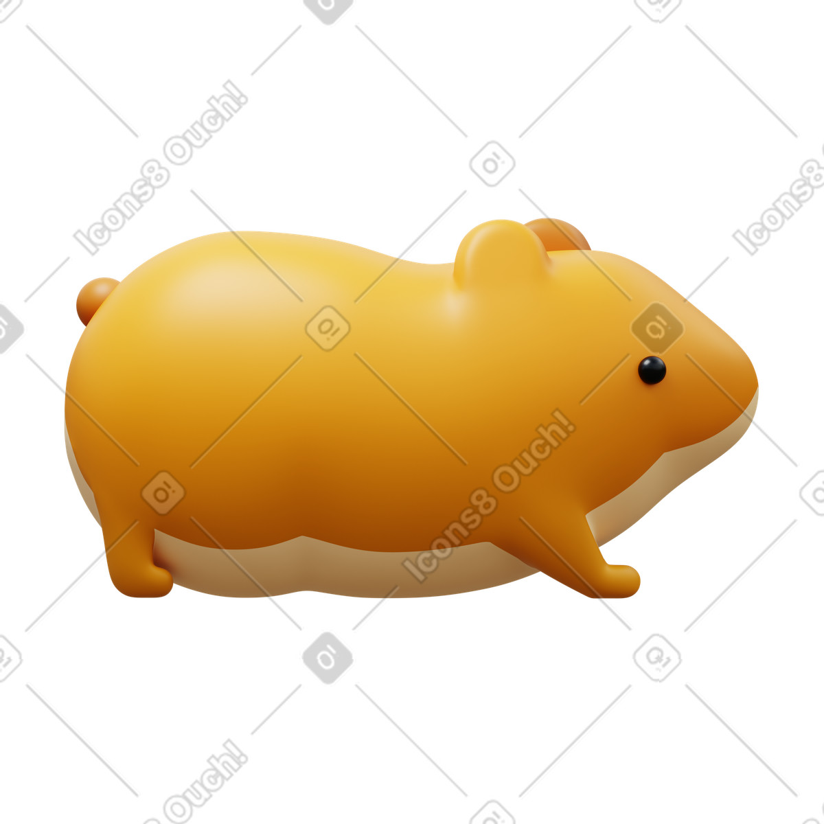 Hamster-seitenansicht-Illustration im 3D Fluency-Stil als Download in PNG, SVG