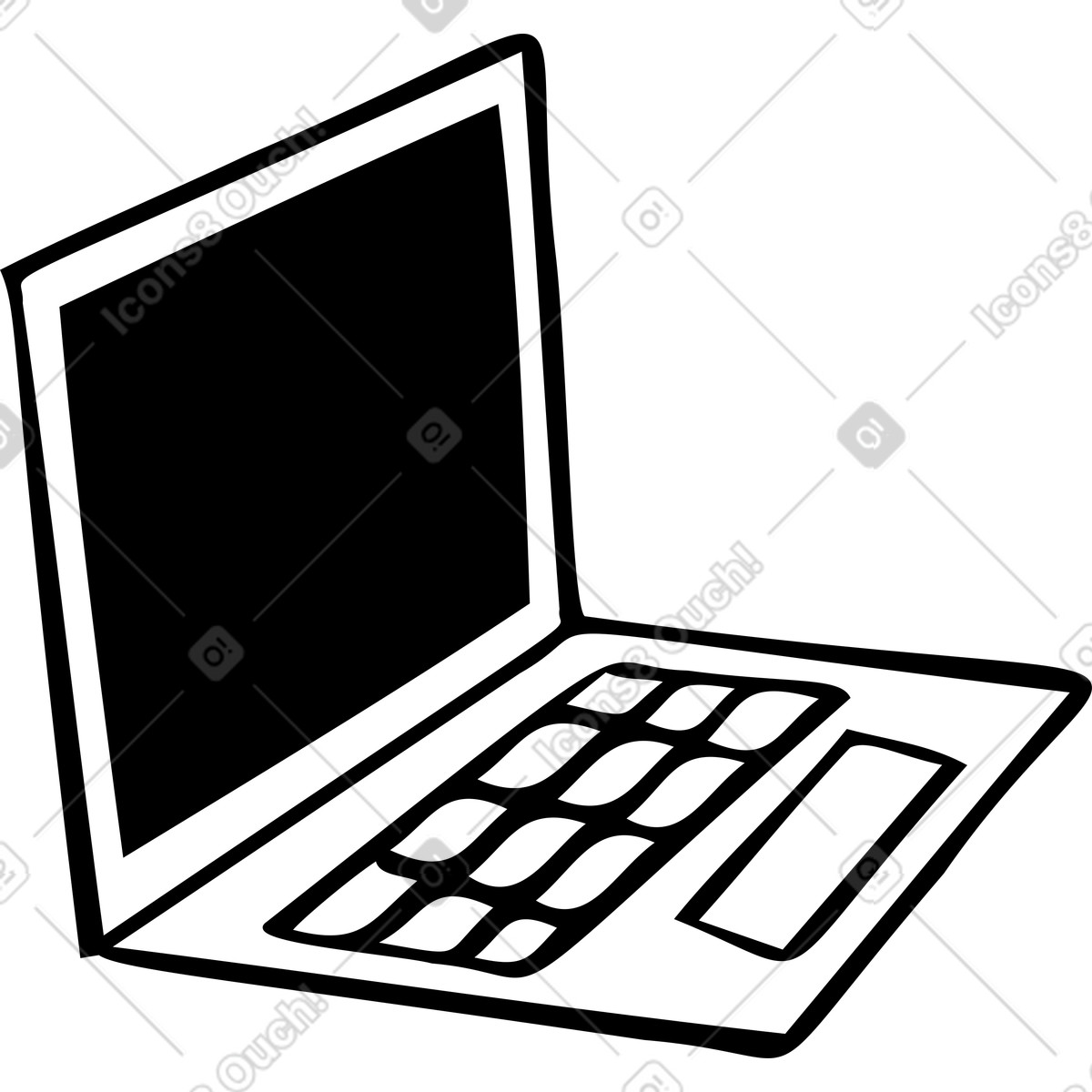 Laptop aperto illustrazione in stile Journal scarica in PNG, SVG