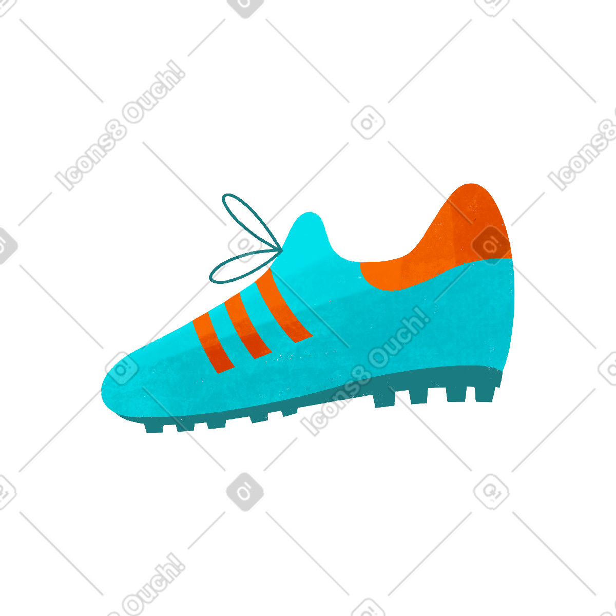 Blue sneaker with orange inserts illustration in Bonbon style download in PNG, SVG