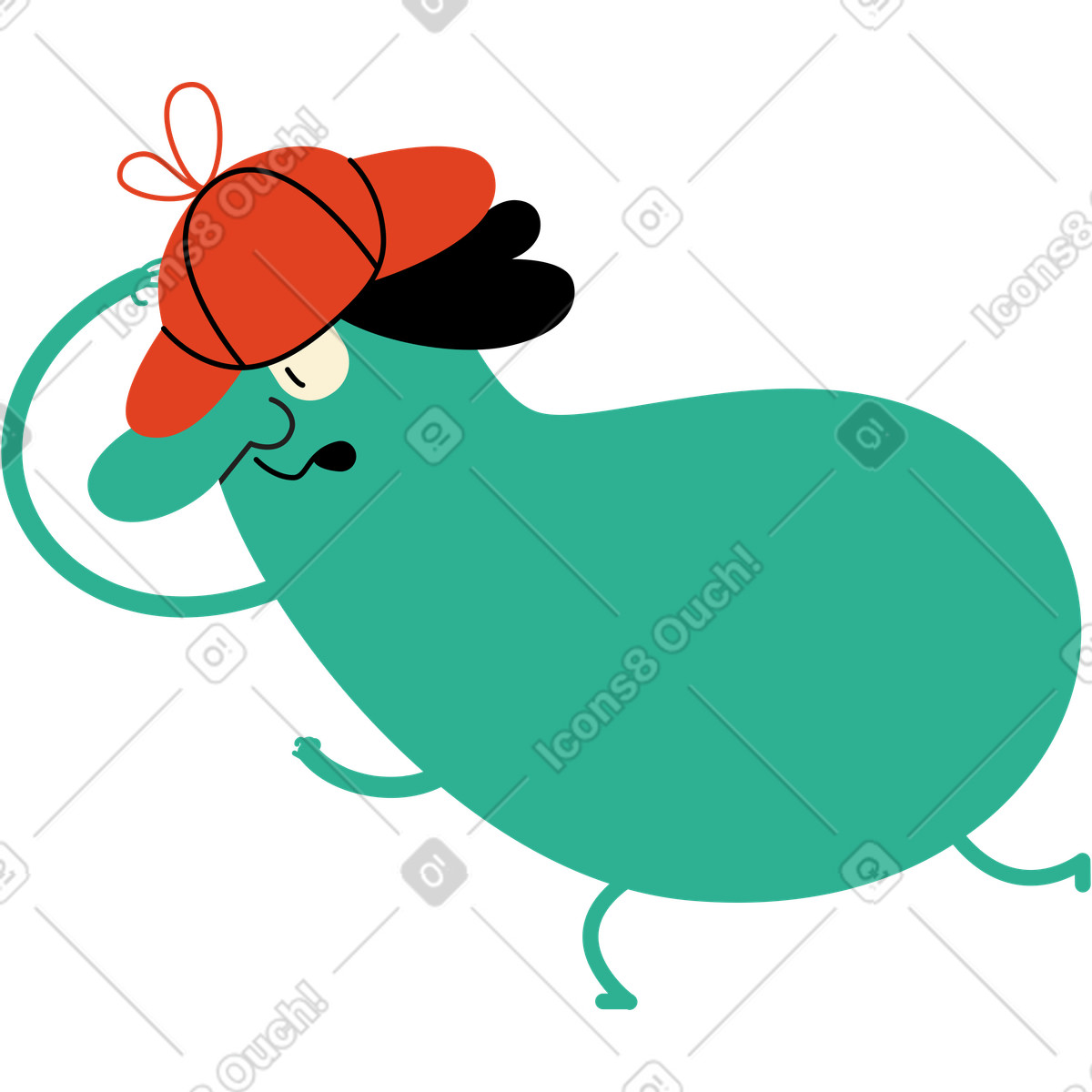 Ilustración Detective de carácter verde en estilo Jelly a descargar en PNG y SVG