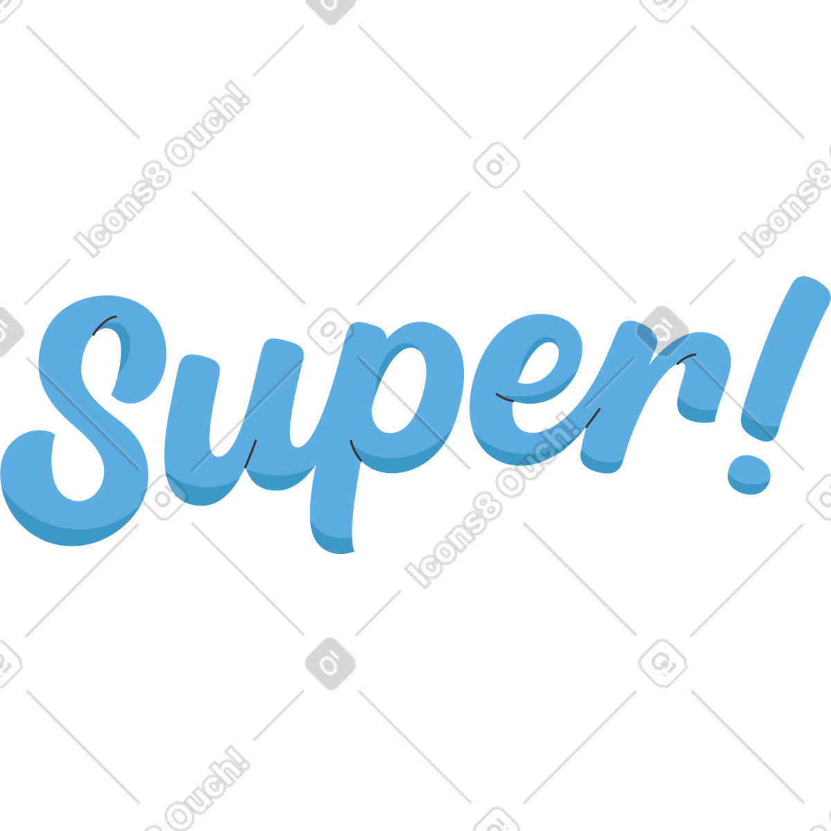 Ilustração de Lettering blue super! em no estilo Dizzy para baixar em PNG, SVG