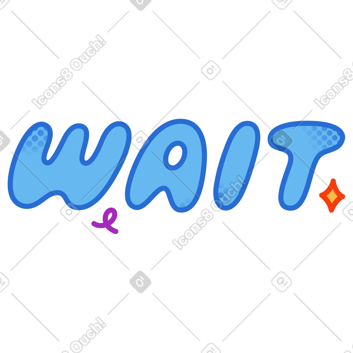 Illustration Autocollant d'attente de texte dans le style Purrfect à télécharger aux formats PNG, SVG