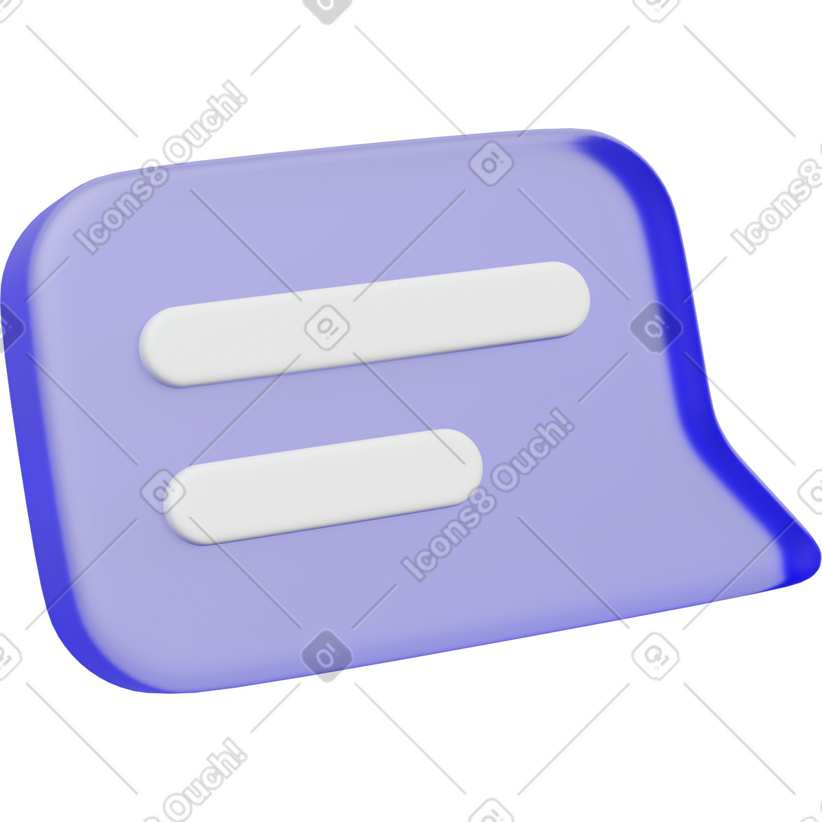 Purple translucent message bubble icon illustration in 3D Playful style download in PNG, SVG