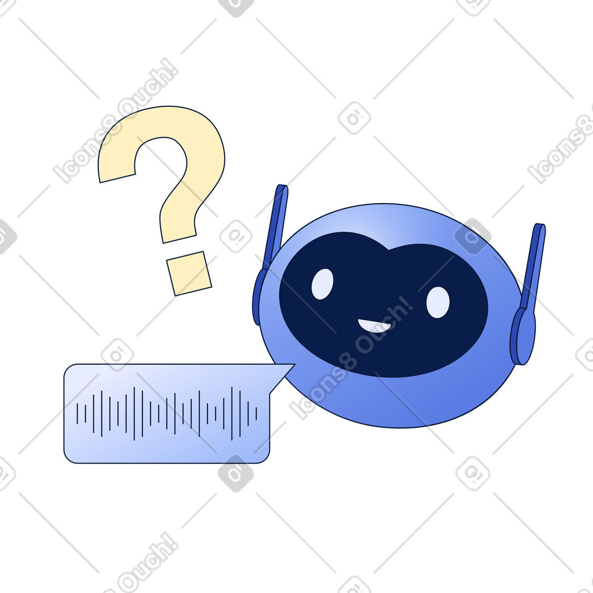 Voice assistant answering questions illustration in PNG, SVG