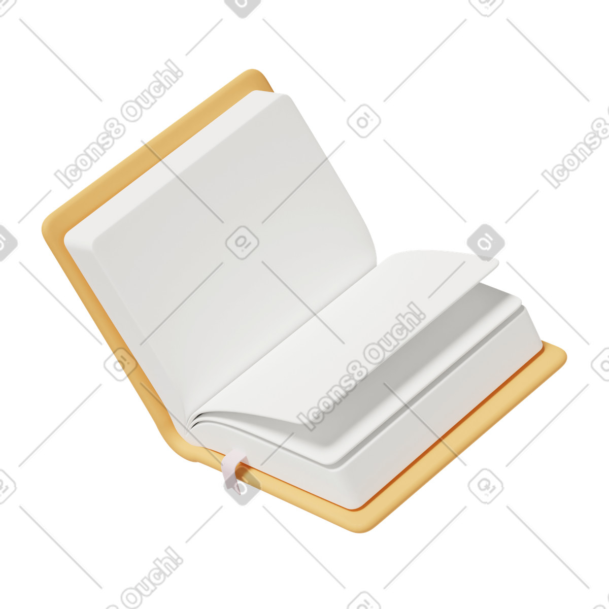 3D Casual life スタイルの Open orange book のイラストをPNG、SVG形式でダウンロード