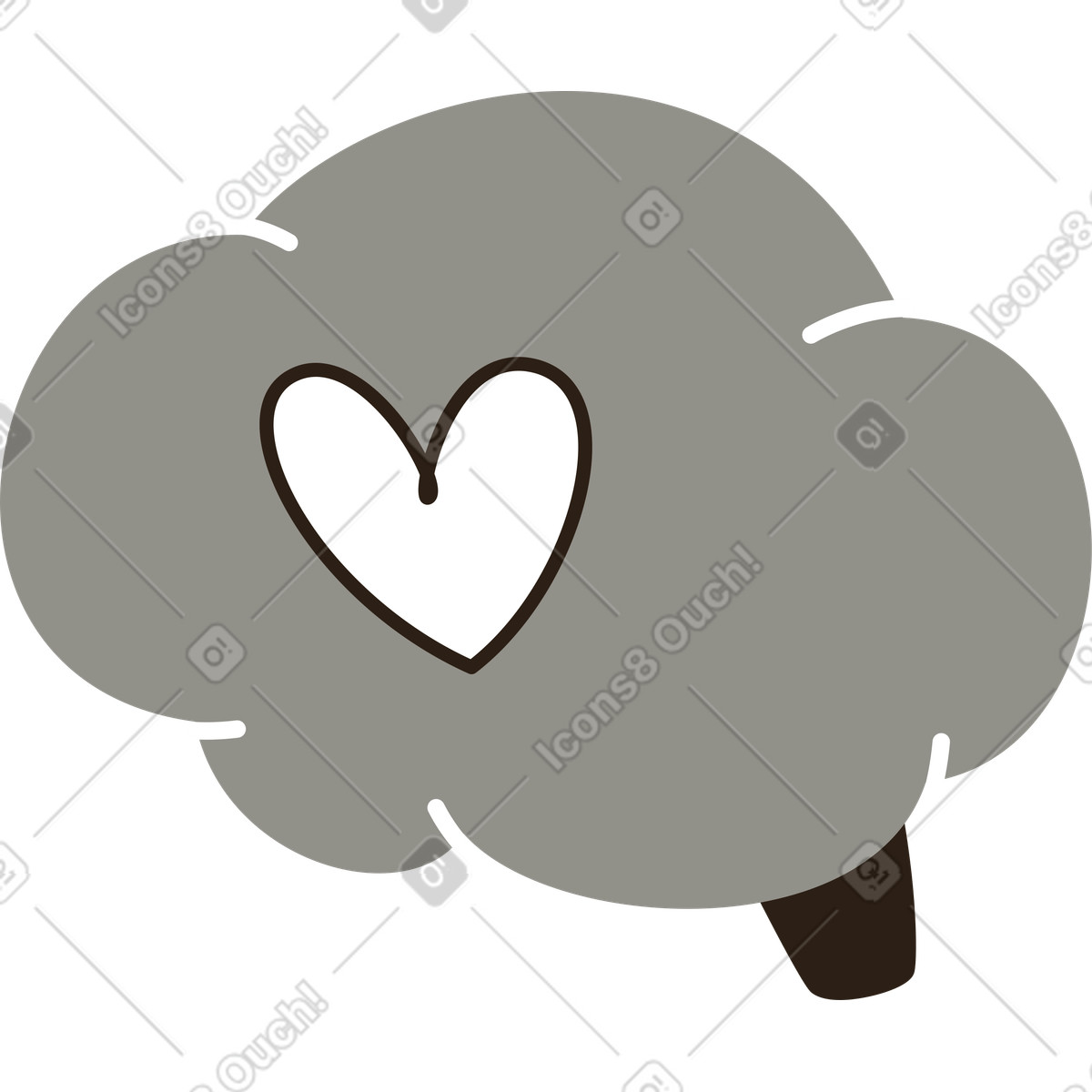 Illustration Cerveau avec cœur dans le style Plain à télécharger aux formats PNG, SVG