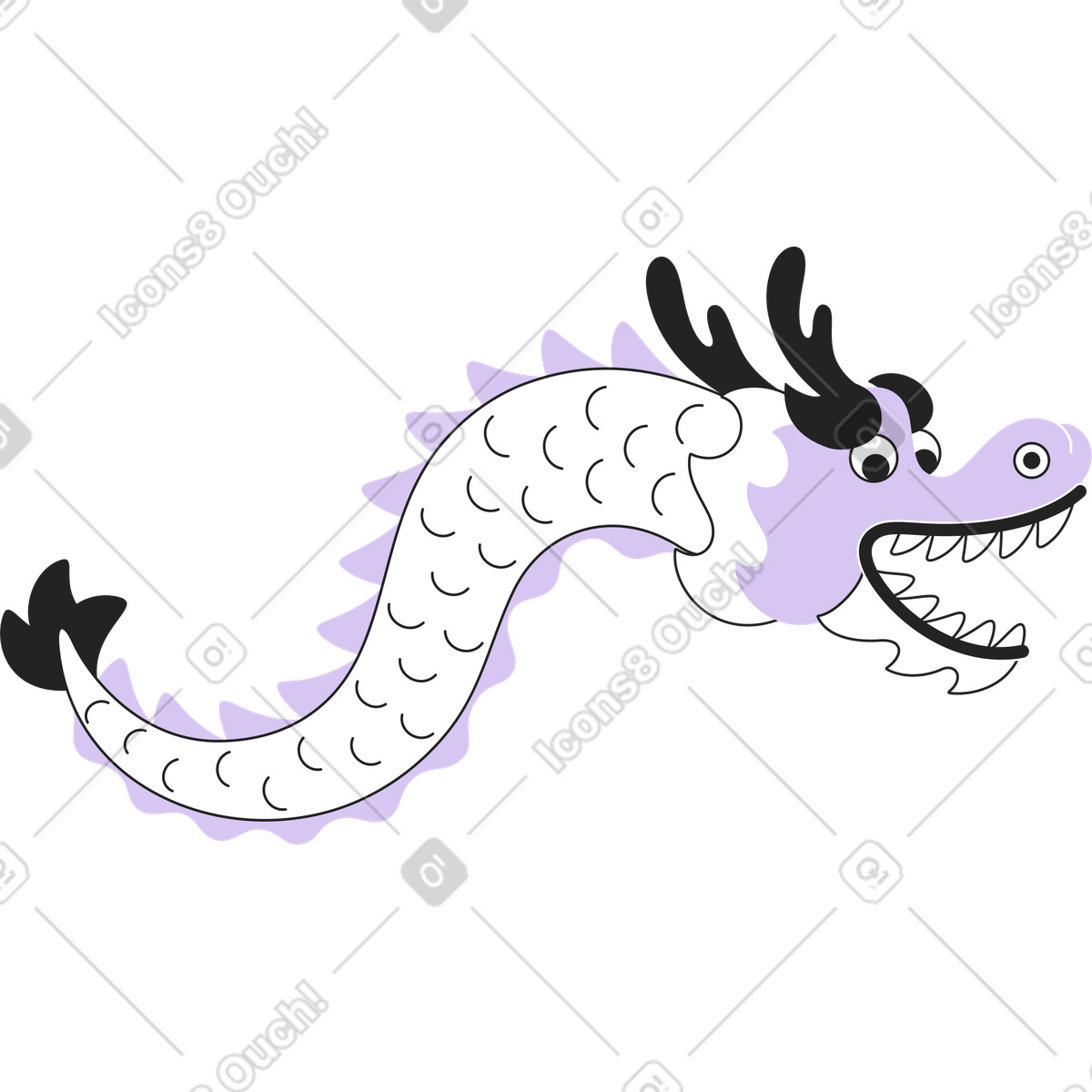 Chinese dragon illustration in Sammy Line style download in PNG, SVG