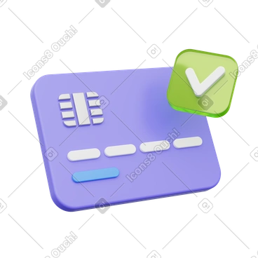 Bank card with check mark, payment approved, secure transaction PNG, SVG