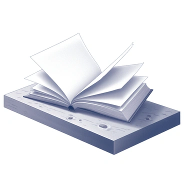 An open book resting on a wooden table. The pages of the book are fluttering, suggesting a gentle breeze is present. The wooden table has a textured surface, showcasing the natural grain and knots of the wood. Surrounding the book, there are subtle shadows cast by the pages as they move, enhancing the sense of motion.