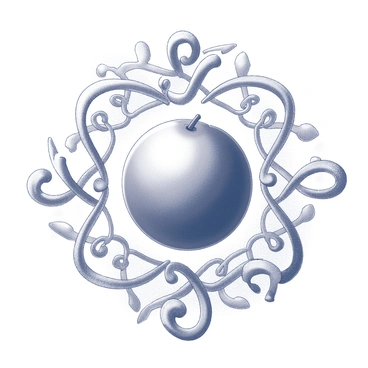 A poster with intricate designs, showcasing a central grapefruit. The grapefruit is prominently displayed in the middle of the layout. Surrounding the grapefruit are ornamental patterns, featuring flowing lines and organic shapes. The background includes additional decorative elements that enhance the overall composition, adding to the complexity of the design.