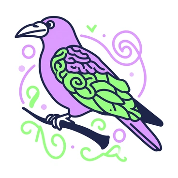 A raven is prominently featured, its body adorned with intricate Celtic knot patterns that flow and intertwine with one another. The raven's wings are spread wide, showcasing the detailed knots that create an ornate texture across the feathers. Its sharp beak is slightly open, and its intelligent eyes are focused. The raven is perched on a branch, with additional knot patterns spiraling around the branch itself. In the background, there are subtle hints of swirling knot motifs that complement the raven's design.