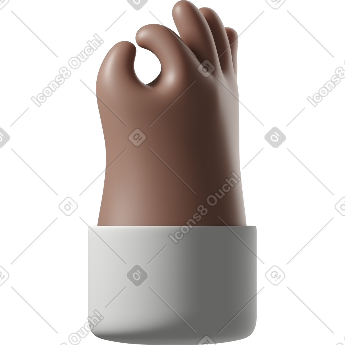 Braune hauthand, die ok zeichen macht-Illustration im 3D Hands Fun&Wild-Stil als Download in PNG, SVG