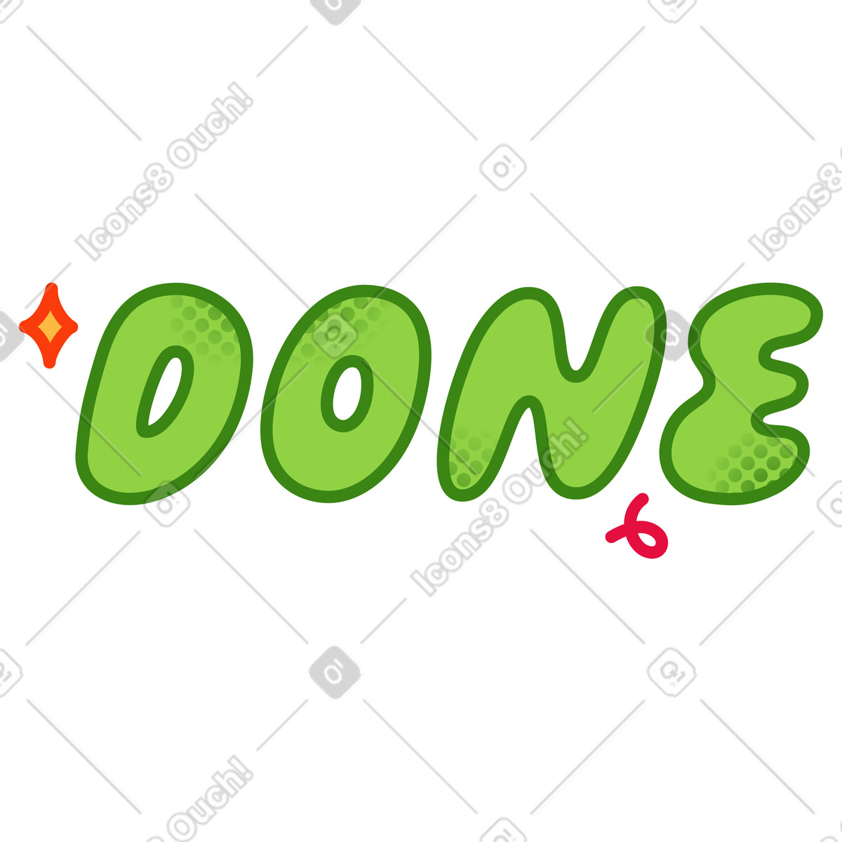 Illustration Autocollant texte terminé dans le style Purrfect à télécharger aux formats PNG, SVG