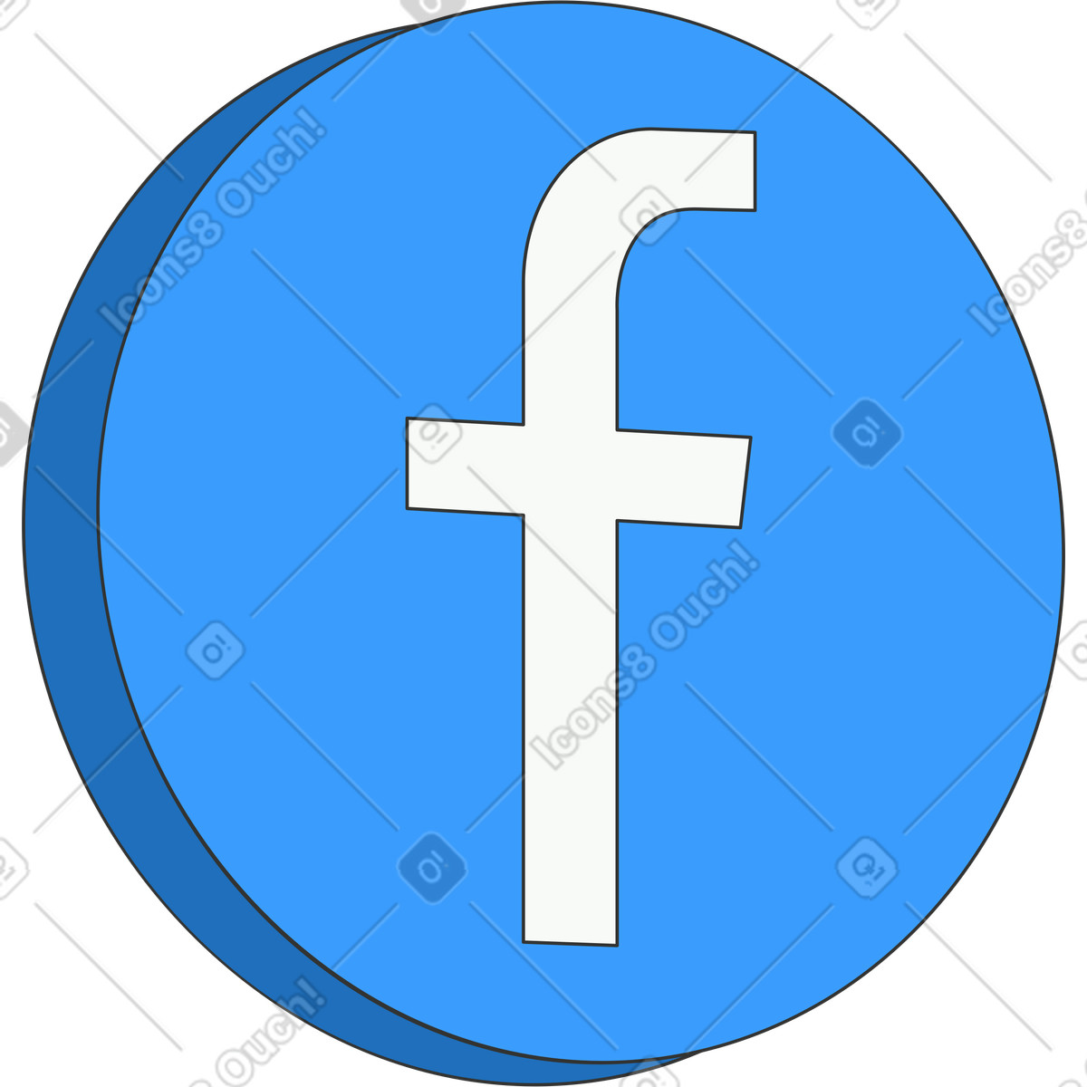 Ilustração de Ícone do facebook em no estilo Kit para baixar em PNG, SVG