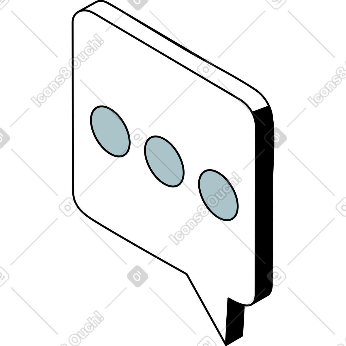 Isometric スタイルの 灰色のドットの吹き出し のイラストをPNG、SVG形式でダウンロード