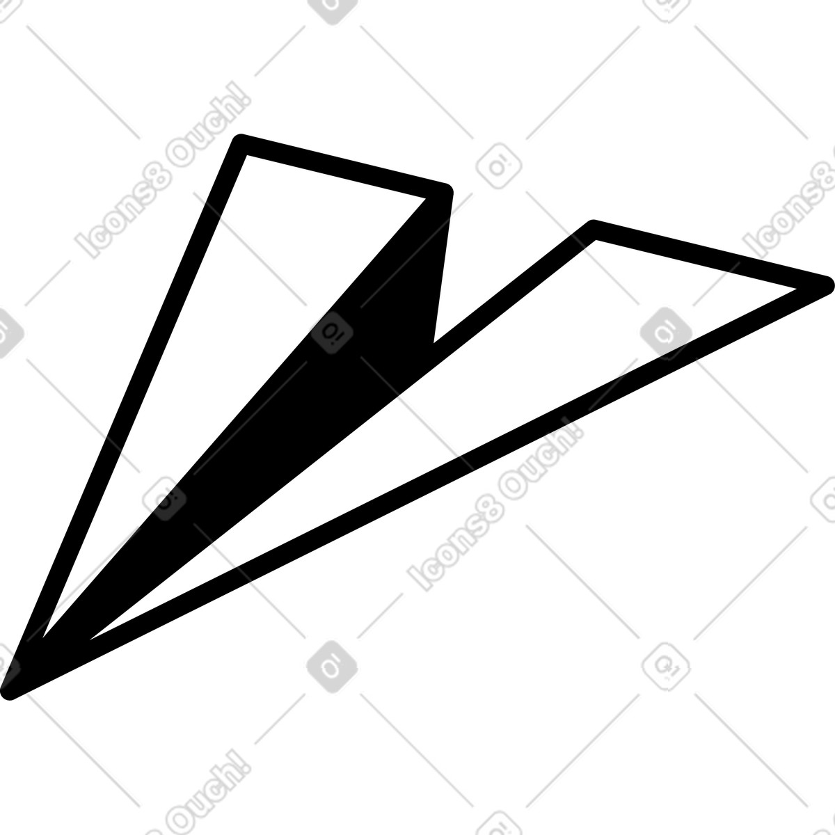 Ilustração de Paper airplane silhouette with sharp triangular wings and pointed nose em no estilo Notion Line Art para baixar em PNG, SVG