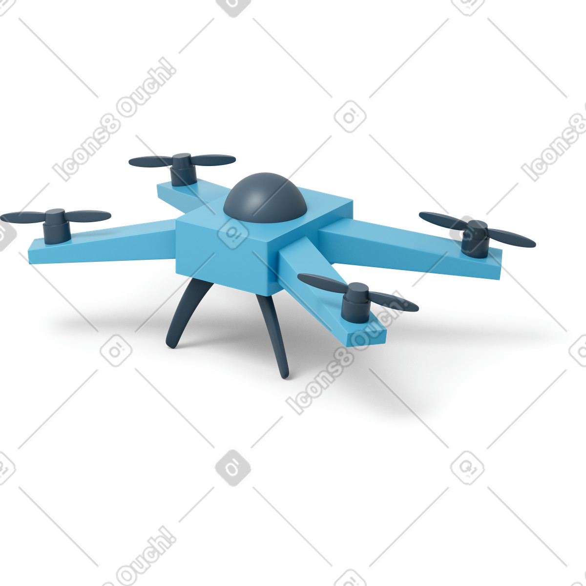 3D Flame スタイルの 左側の青いクアドロコプター のイラストをPNG、SVG形式でダウンロード