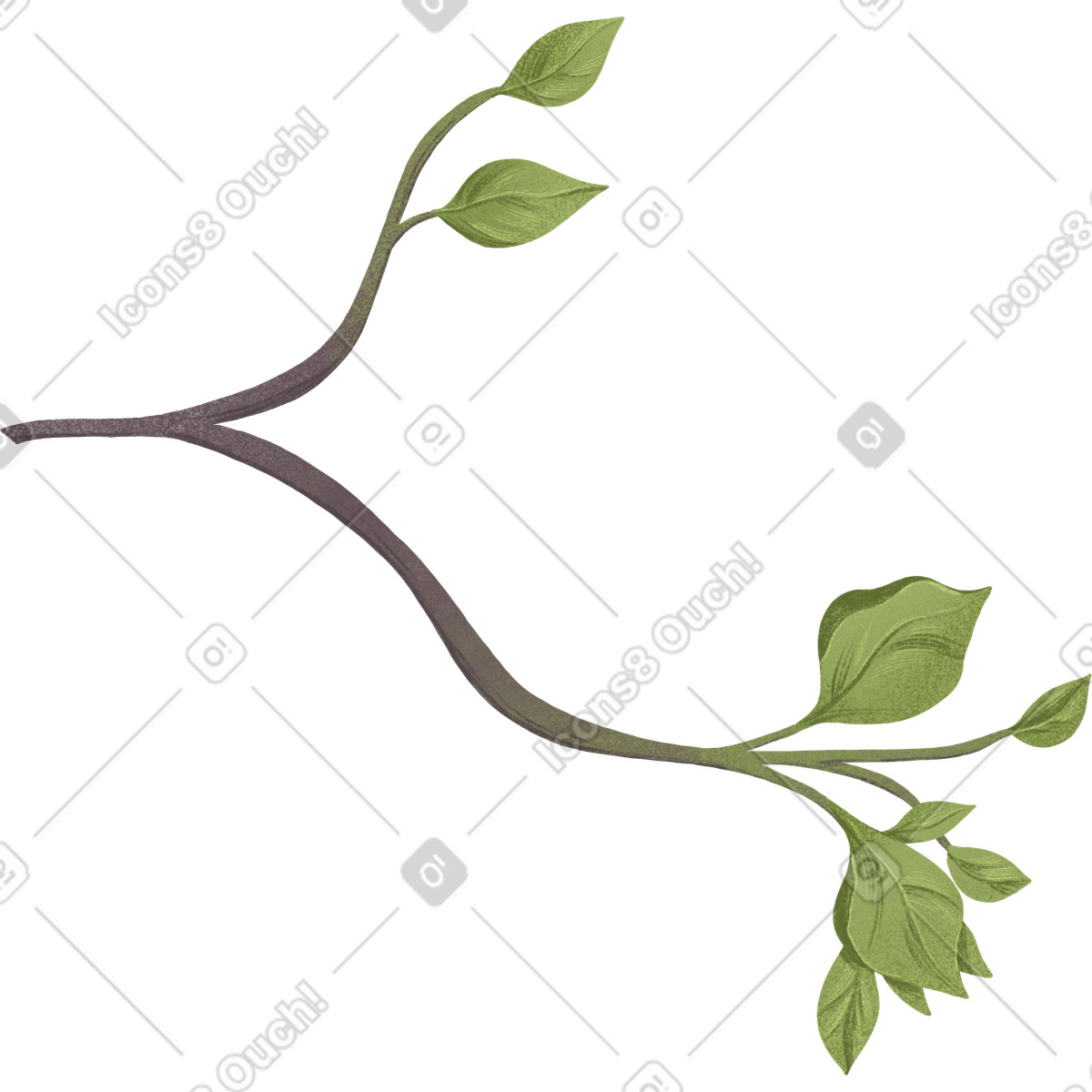 Branch with leaves illustration in Floral style download in PNG, SVG